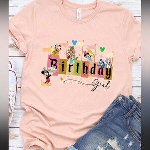 Disney Birthday Girl Light Pink Short Sleeve Tee Shirt